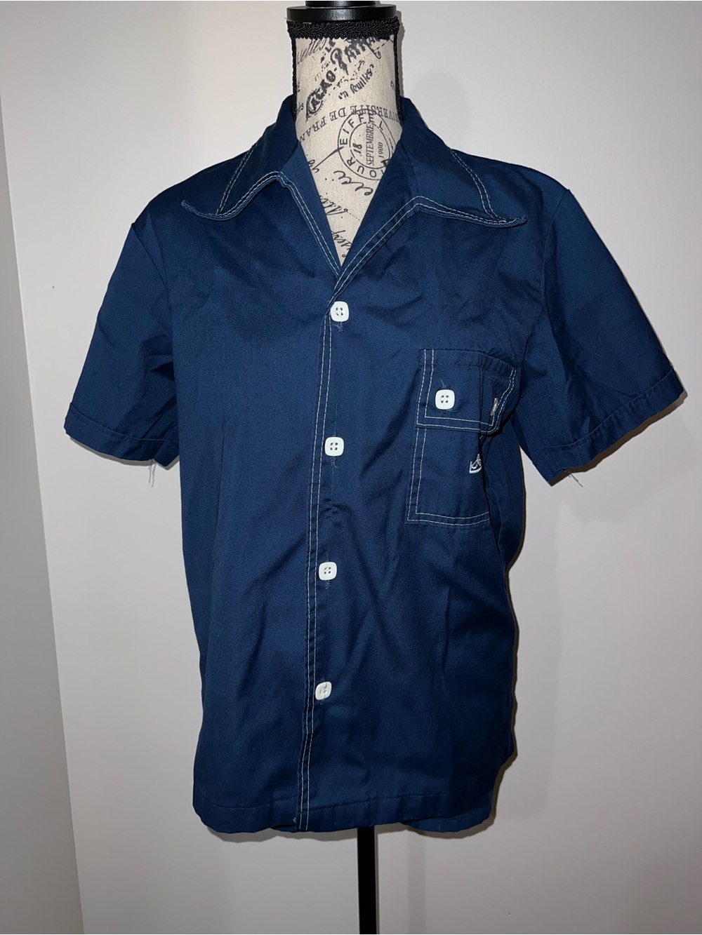 Vintage 70s Sears Kings Road Men’s Matching Cabana Set Blue Button Short Medium